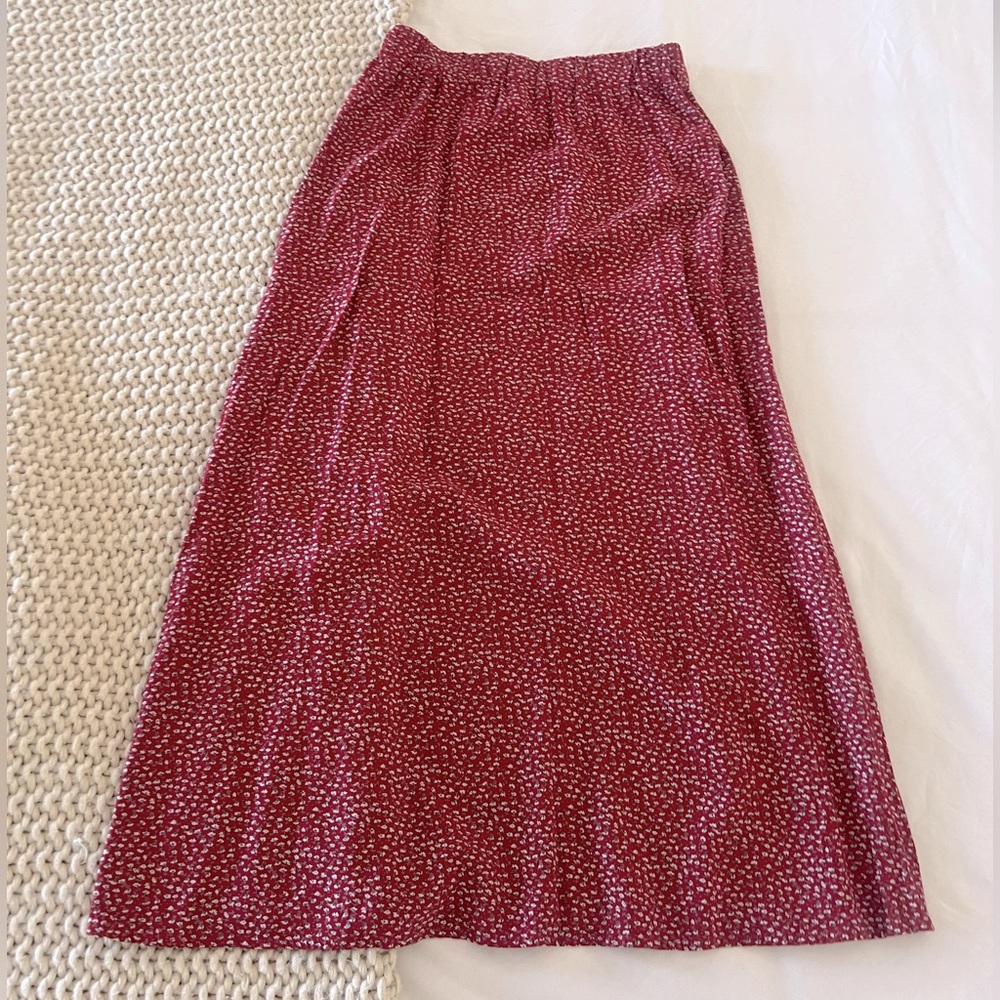 Vintage Galt red and white floral print midi skirt - size S/M